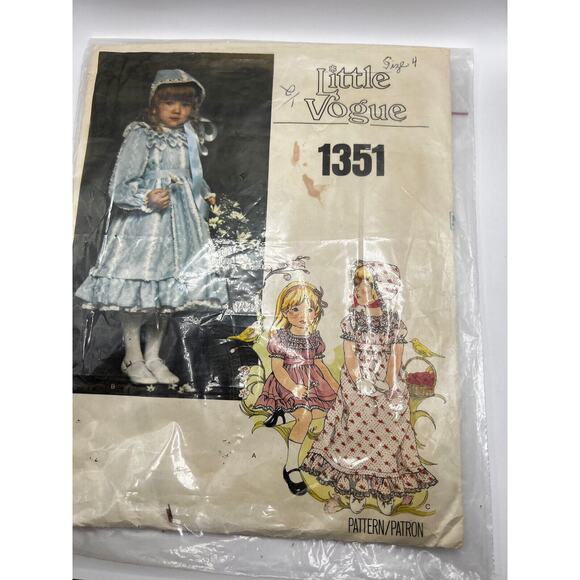 Vintage 1960s 1970s Sewing Pattern Girls Dress Flower Girl Party Little Vogue - Picture 1 of 2